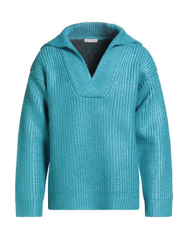 Valentino Garavani Turquoise Silk Blend Sweater In Blue