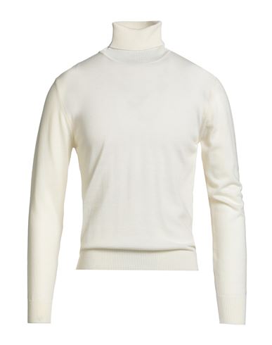 Luigi Borrelli Napoli Man Turtleneck Ivory Size 46 Wool In White