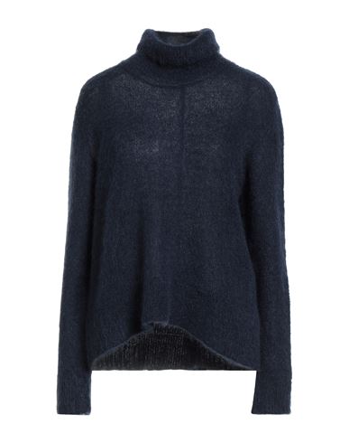 Cruna Woman Turtleneck Navy Size 10 Mohair Wool, Polyamide, Wool In Blue