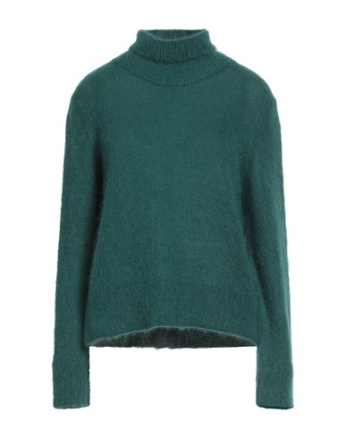Cruna Woman Turtleneck Emerald Green Size 8 Mohair Wool, Polyamide, Wool In Green