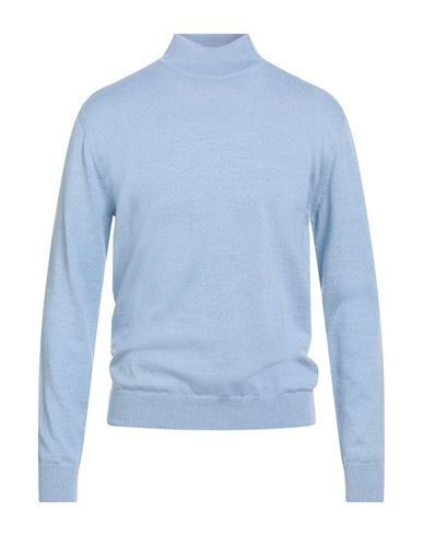 Luigi Borrelli Napoli Man Turtleneck Sky Blue Size 42 Wool In Blue