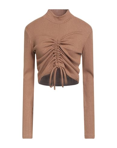 Hanita Woman Turtleneck Camel Size M Viscose, Polyester, Nylon, Elastane In Brown