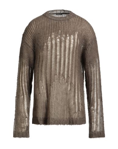 Ann Demeulemeester Man Turtleneck Military Green Size L Mohair Wool, Silk In Gray
