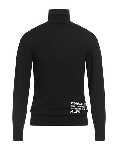 Dsquared2 Man Turtleneck Black Size L Wool In Black