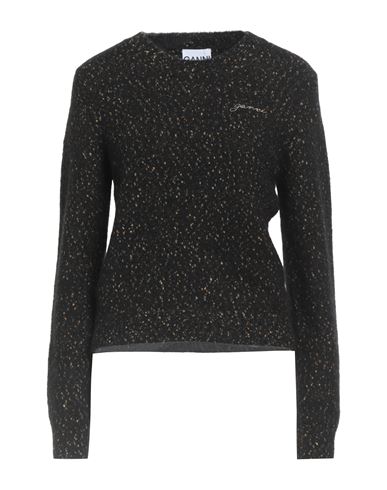 Ganni Woman Sweater Black Size L Alpaca Wool, Cotton, Recycled Polyamide, Polyamide, Elastane In Black