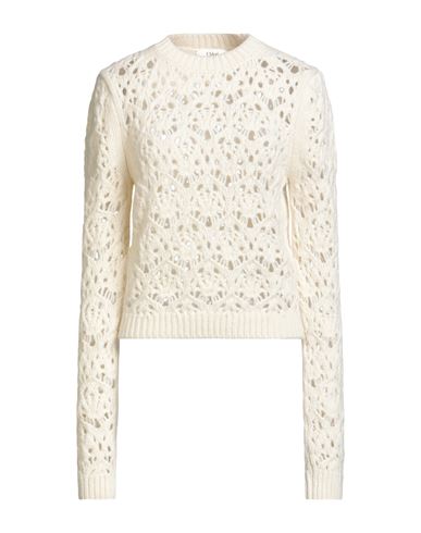 Chloé Woman Sweater Cream Size L Virgin Wool In White
