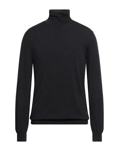 Zanone Man Turtleneck Charcoal Size 44 Virgin Wool, Polyamide In Black