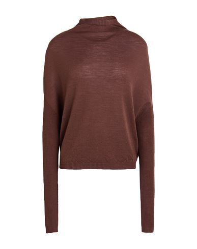 Rick Owens Woman Turtleneck Chocolate Brown Size M Virgin Wool In Brown