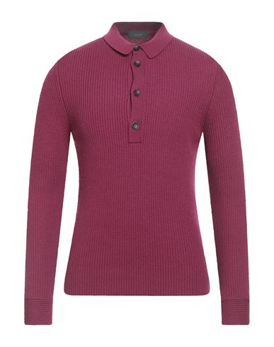 Zanone Man Sweater Plum Size 42 Virgin Wool In Burgundy