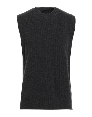 Roberto Collina Man Sweater Charcoal Size 38 Wool In Black