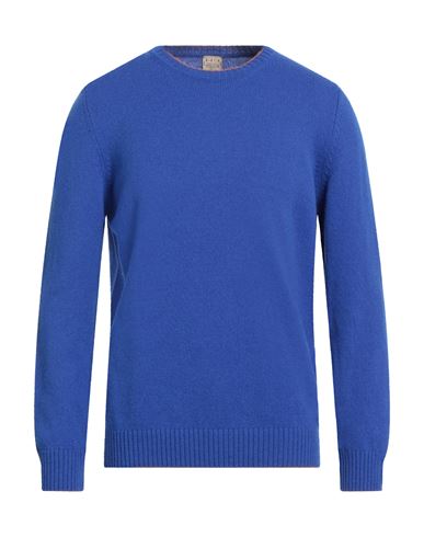 H953 Man Sweater Bright Blue Size 46 Merino Wool In Blue