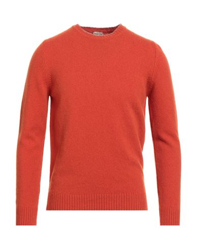 H953 Man Sweater Orange Size 46 Merino Wool In Orange