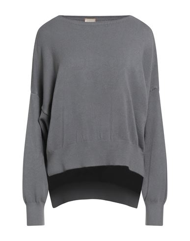 Siste's Woman Sweater Grey Size L Viscose, Pbt - Polybutylene Terephthalate, Nylon In Gray