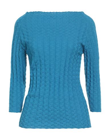 Semicouture Woman Sweater Azure Size M Virgin Wool In Blue