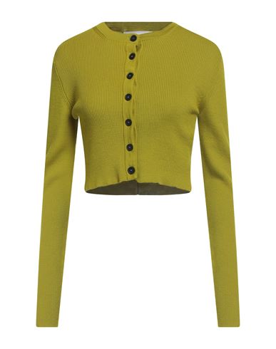 Liviana Conti Woman Cardigan Lime Green Size 10 Virgin Wool