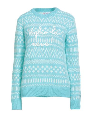 Mc2 Saint Barth Woman Sweater Turquoise Size M Acrylic, Polyamide, Alpaca Wool In Blue