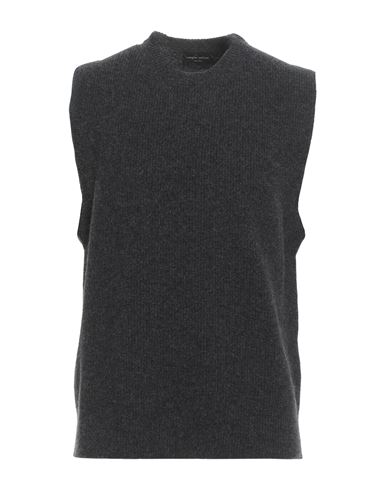 Roberto Collina Man Sweater Charcoal Size 38 Merino Wool, Cashmere In Black