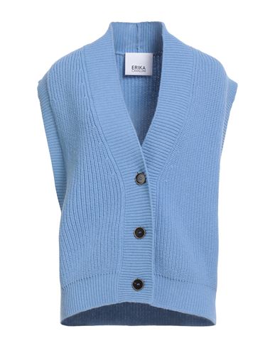 Erika Cavallini Woman Cardigan Light Blue Size M Wool, Polyamide
