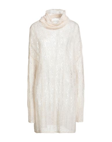 Erika Cavallini Woman Turtleneck Ivory Size M Mohair Wool, Polyamide, Wool In Neutral