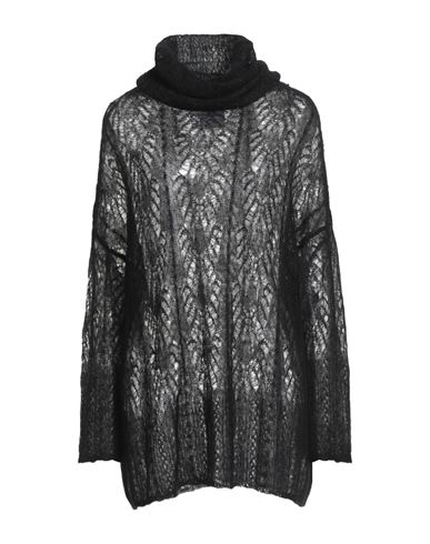 Erika Cavallini Woman Turtleneck Black Size S Mohair Wool, Polyamide, Wool In Black