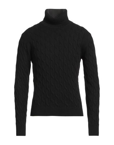 Luigi Borrelli Napoli Man Turtleneck Black Size 36 Wool, Silk, Cashmere In Black
