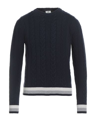 Luigi Borrelli Napoli Man Sweater Navy Size 40 Wool, Silk, Cashmere In Blue