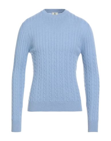 Luigi Borrelli Napoli Man Sweater Sky Blue Size 44 Wool, Silk, Cashmere In Blue