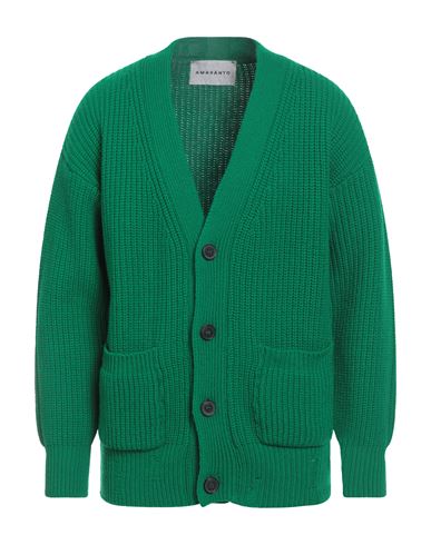 Amaranto Man Cardigan Emerald Green Size Xl Wool, Polyamide In Green