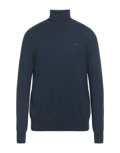 La Martina Man Turtleneck Navy Size 3xl Cotton, Wool In Blue