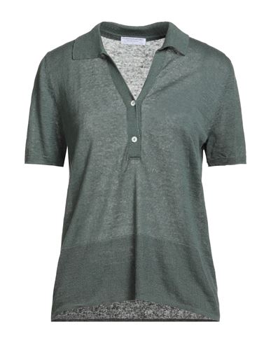 Majestic Filatures Woman Sweater Dark Green Size 1 Linen