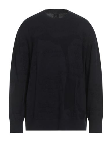 Armani Exchange Man Sweater Midnight Blue Size Xxl Cotton In Black