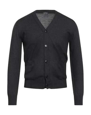Dalmine Man Cardigan Charcoal Size 38 Merino Wool In Black