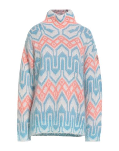 Moncler 3  Grenoble Woman Turtleneck Light Blue Size L Mohair Wool, Polyamide, Wool