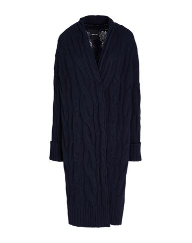 Anneclaire Woman Cardigan Navy Size 8 Merino Wool In Blue