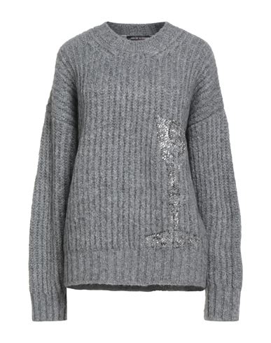 Msgm X Jan De Vliegher Woman Sweater Grey Size L Acrylic, Mohair Wool, Wool, Polyamide In Gray