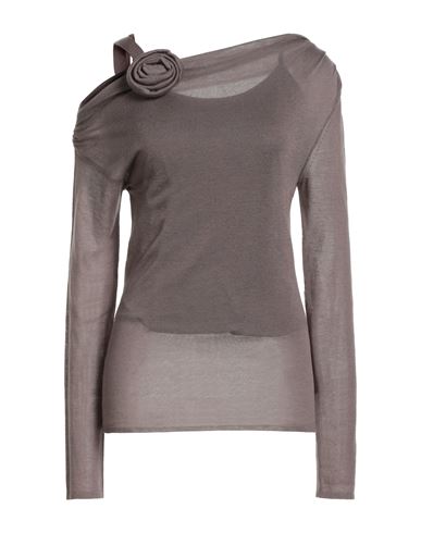 Blumarine Woman Sweater Taupe Size 8 Viscose, Wool In Gray
