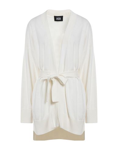 Alpha Studio Woman Cardigan Off White Size 8 Recycled Wool, Viscose, Polyamide, Recycled Cashmere In White
