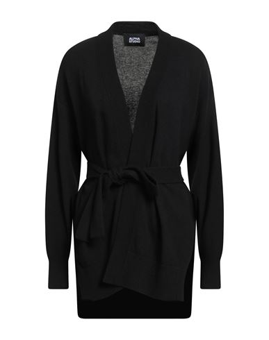 Alpha Studio Woman Cardigan Black Size 8 Recycled Wool, Ecovero Viscose, Polyamide, Recycled Cashmer In Black