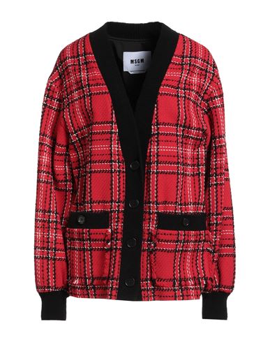 Msgm Woman Jacket Red Size 6 Cotton, Acrylic, Polyester