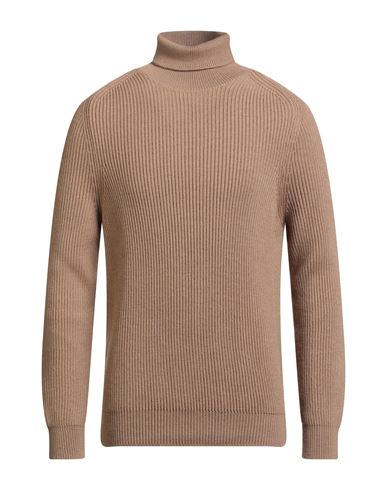 Cruna Man Turtleneck Camel Size 44 Virgin Wool In Sand