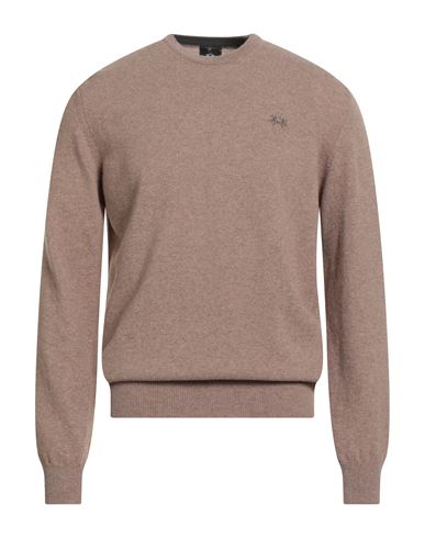 La Martina Man Sweater Camel Size Xl Wool, Cashmere In Brown