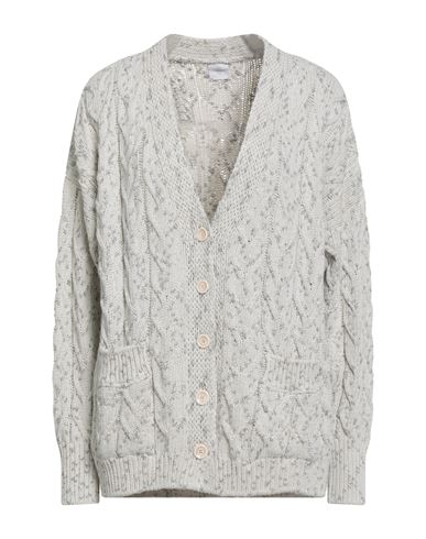 Eleventy Woman Cardigan Off White Size M Cotton, Viscose, Metallic Fiber In Gray