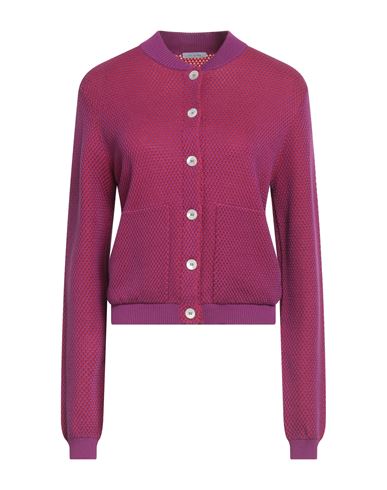 Malo Woman Cardigan Purple Size 4 Silk, Cotton In Red