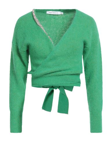 Simona Corsellini Woman Wrap Cardigans Green Size M Alpaca Wool, Polyamide, Virgin Wool, Elastane