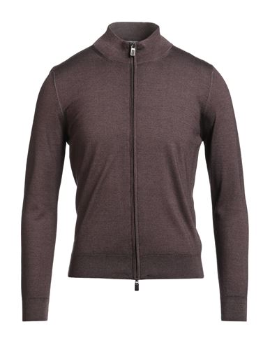 Canali High-neck Zip-front Cardigan In Brown
