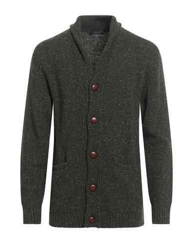 Daniele Fiesoli Man Cardigan Military Green Size L Virgin Wool, Polyamide In Green