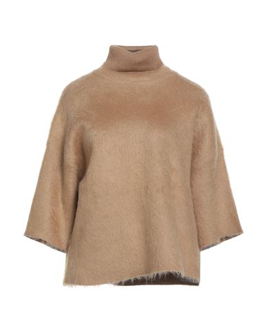 Fabiana Filippi Woman Turtleneck Camel Size M Virgin Wool, Mohair Wool, Polyamide, Wool, Elastane In Brown