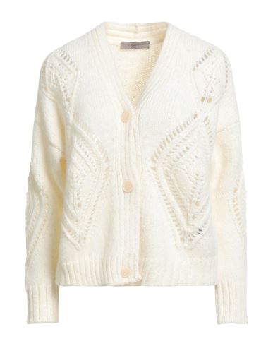 D Exterior D. Exterior Woman Cardigan Cream Size S Polyester, Alpaca Wool, Polyamide, Merino Wool In White