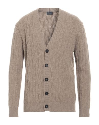 Drumohr Man Cardigan Sand Size 44 Lambswool In Brown