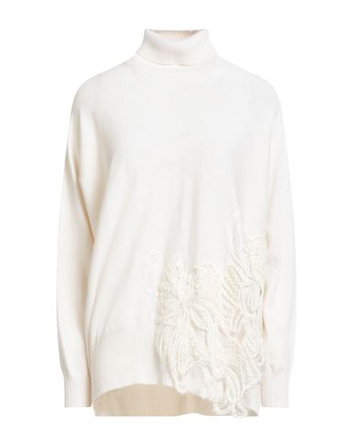 D Exterior Cashmere And Wool Sweater With Embroidery In White